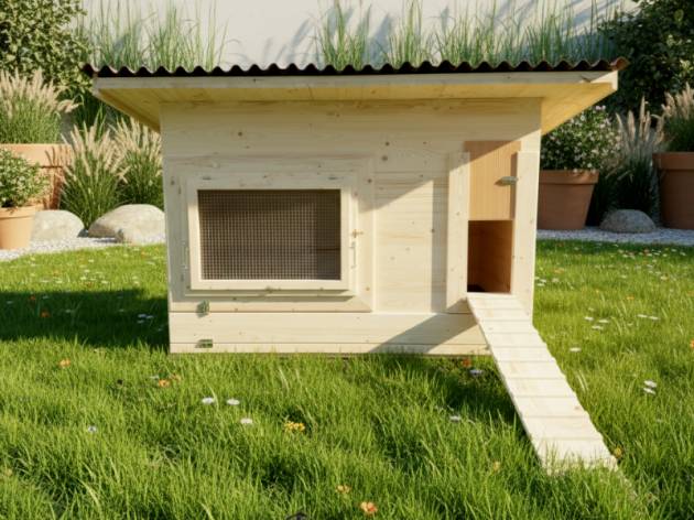 Produktfoto Hühnerstall mit Pultdach mit Rampe.